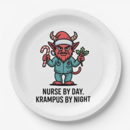 Plato De Papel Enfermera de día, Krampus de noche, Enfermera 