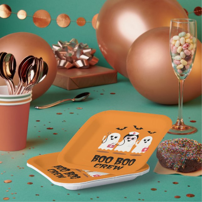 Plato De Papel Enfermera de Halloween, enfermera fantasma (Multi)