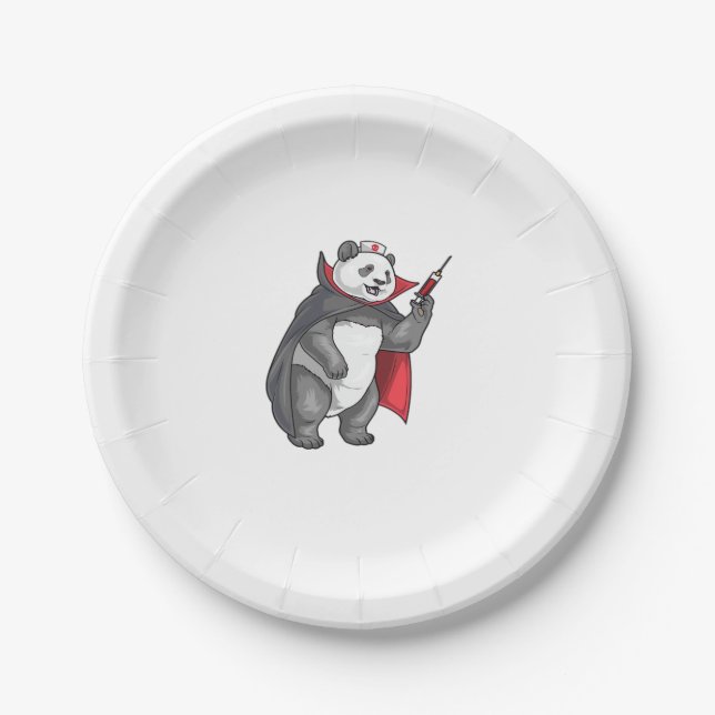 Plato De Papel Enfermera de vampiros de Panda Halloween sobredime (Anverso)