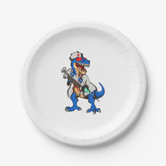 Plato De Papel Enfermera Dinosaurio Enfermera
