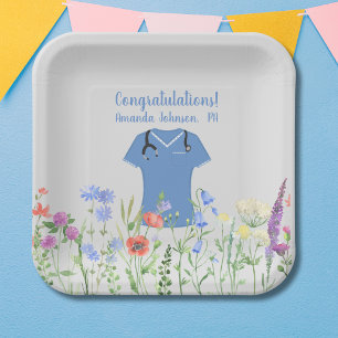 Plato De Papel Enfermera personalizada RN LPN NP Blue Scrubs
