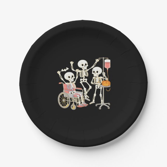 Plato De Papel Enfermera Skeleton Funny Halloween Healthcare Esse (Anverso)