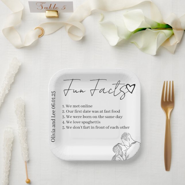 Plato De Papel Engagement Party Fun facts Name Wedding  (Boda)