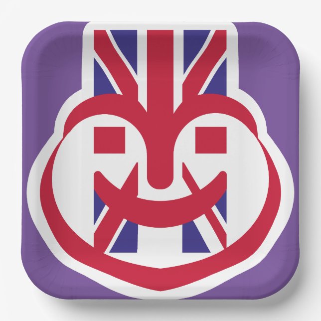 PLATO DE PAPEL ENGLAND UK FACE HEART BY MASANSER (Anverso)