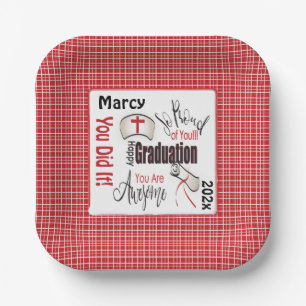 Plato De Papel Enhorabuena Enfermera de Graduación Personalizada