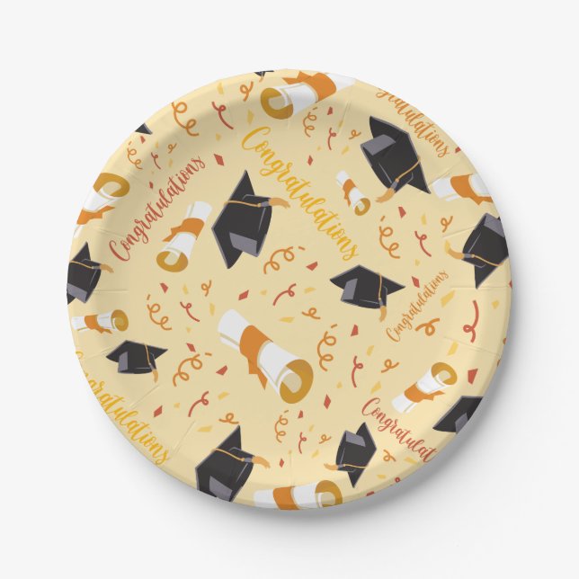 Plato De Papel Enhorabuena por la graduación (Anverso)