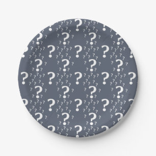 Plato De Papel enigma de enigma de interrogación misterioso azul-