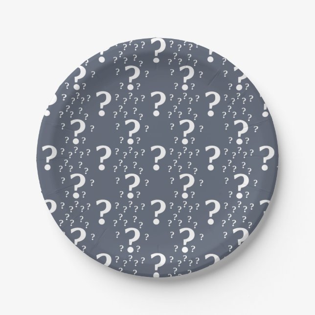 Plato De Papel enigma de enigma de interrogación misterioso azul- (Anverso)