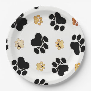 Plato De Papel Ennegrezca y broncee el blanco canino de la