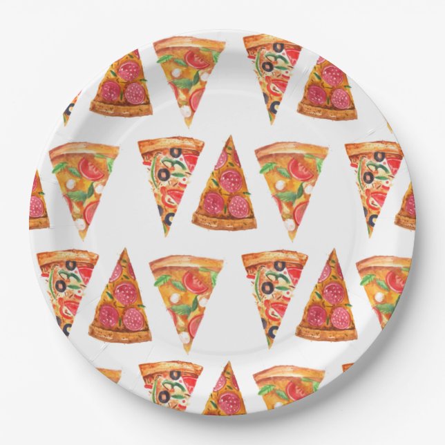 Plato De Papel Ensayo de amor y pizza cena ducha de novias (Anverso)