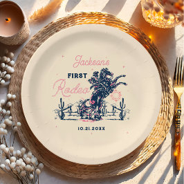 Plato De Papel Ensillar la primera fiesta de cumpleaños de Rodeo 