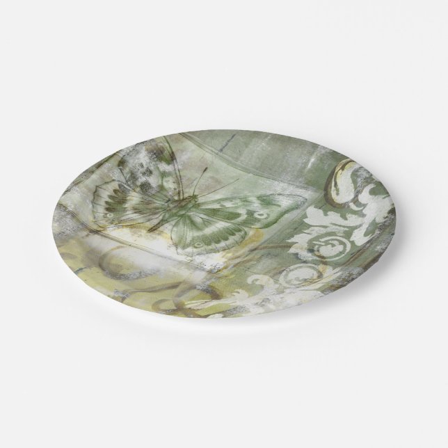 Plato De Papel Entrada de mariposa verde con puerta de hierro (Angular)