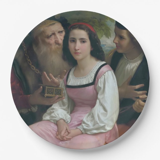 Plato De Papel Entre la riqueza y el amor (por Bouguereau) (Anverso)