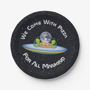 Plato De Papel Entrega de pizza de OVNI personalizable
