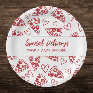 Plato De Papel Entrega especial de Baby Shower Pizza Fiesta Itali