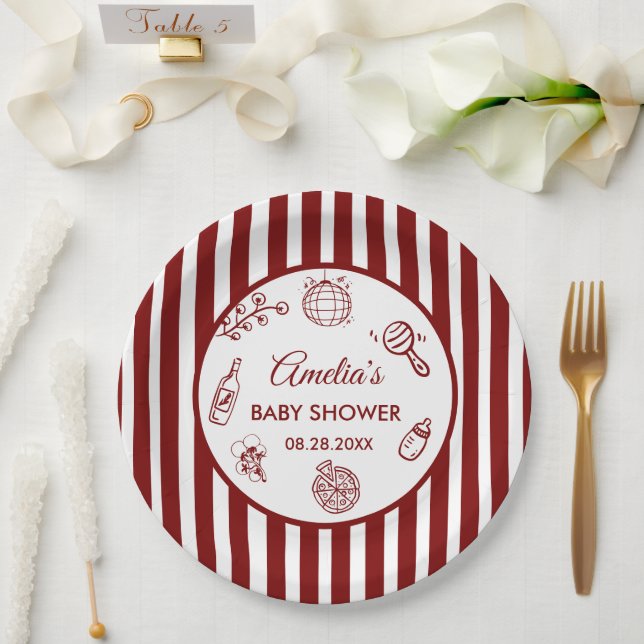 Plato De Papel Entrega especial de pizza doodle para baby shower (Boda)
