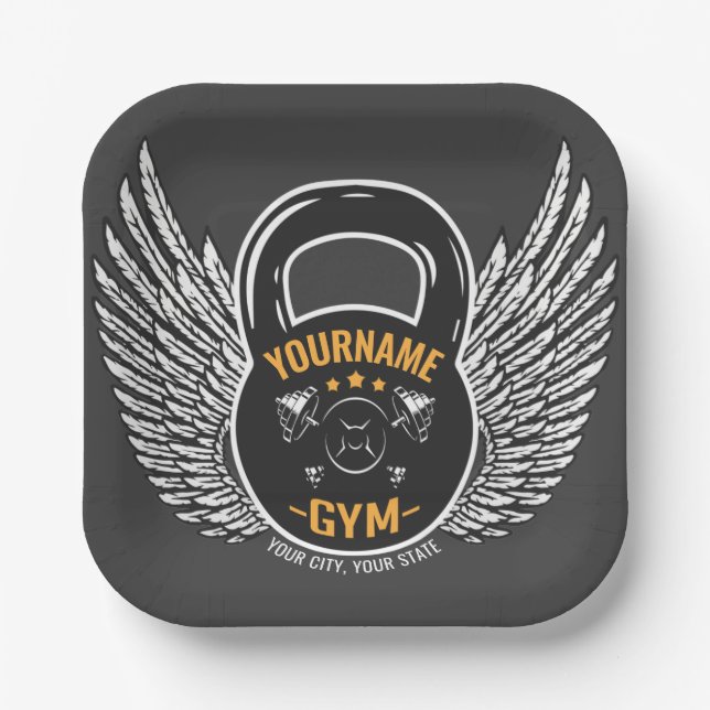 Plato De Papel Entrenador de fitness GYM personalizado Kettlebell (Anverso)