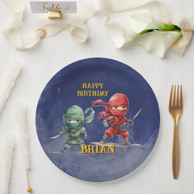 Plato De Papel Entrenamiento sigiloso Cumpleaños Ninja (Boda)