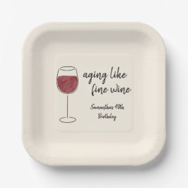 Plato De Papel Envejecimiento Como Buen Vino Rojo Vidrio Cumpleañ