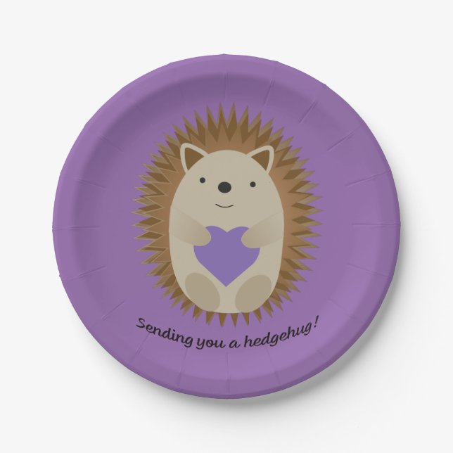 Plato De Papel Enviándote un Hedgehug Hedgehog (Anverso)