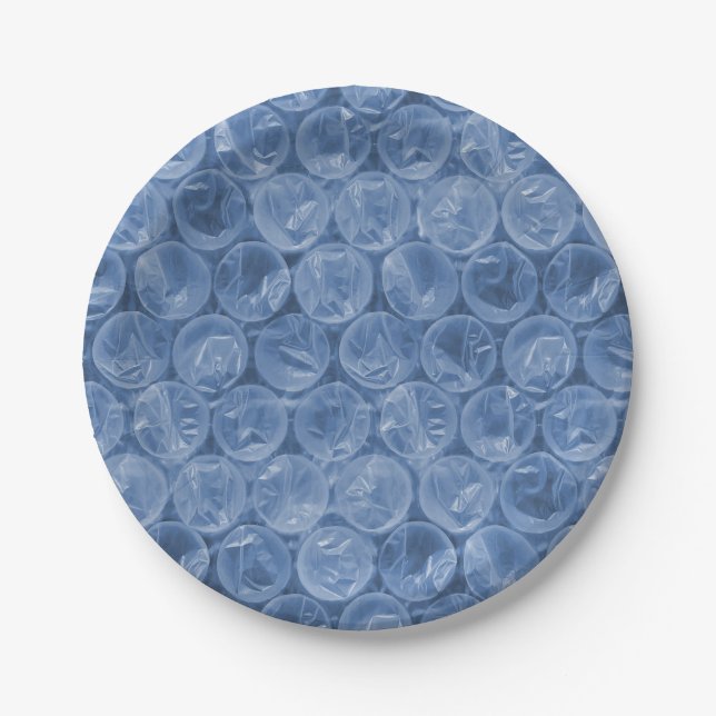 Plato De Papel Envoltura de burbuja azul (Anverso)
