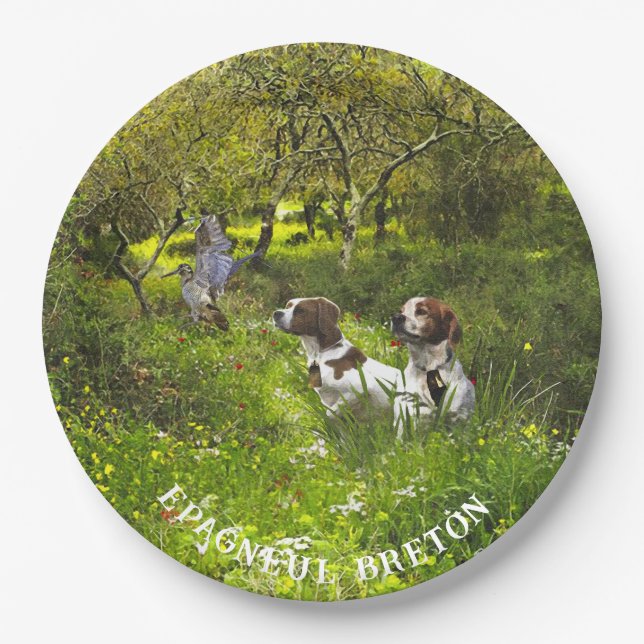 Plato De Papel Epagneul Breton, Bretaña Spaniel (Anverso)