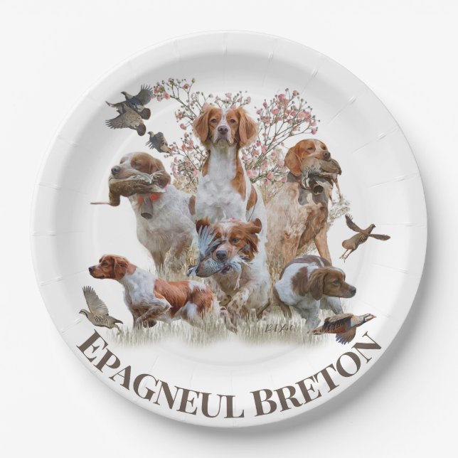 Plato De Papel Epagneul Breton, Bretaña Spaniel (Anverso)