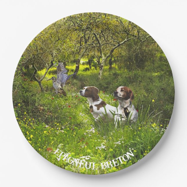 Plato De Papel Epagneul Breton, Bretaña Spaniel (Anverso)
