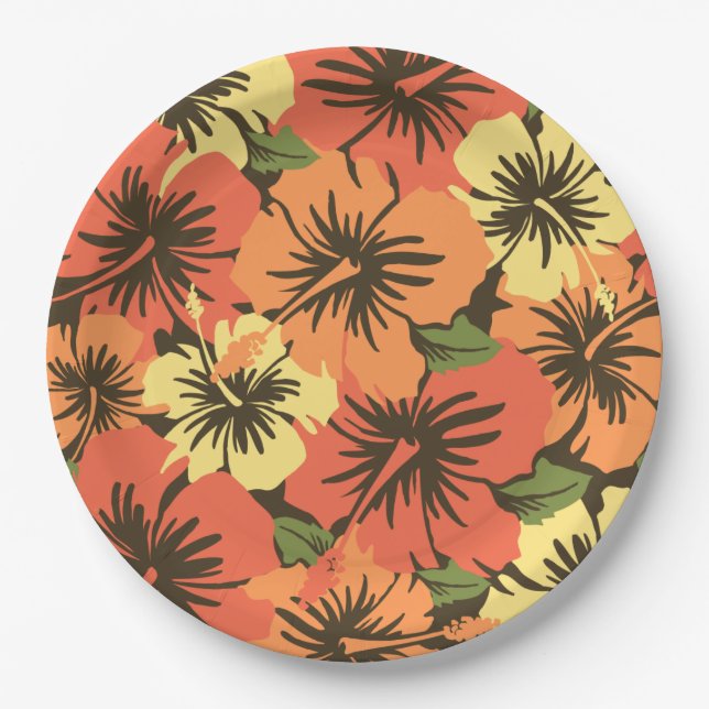 Plato De Papel Epic Hibiscus Hawaiian Floral (Anverso)