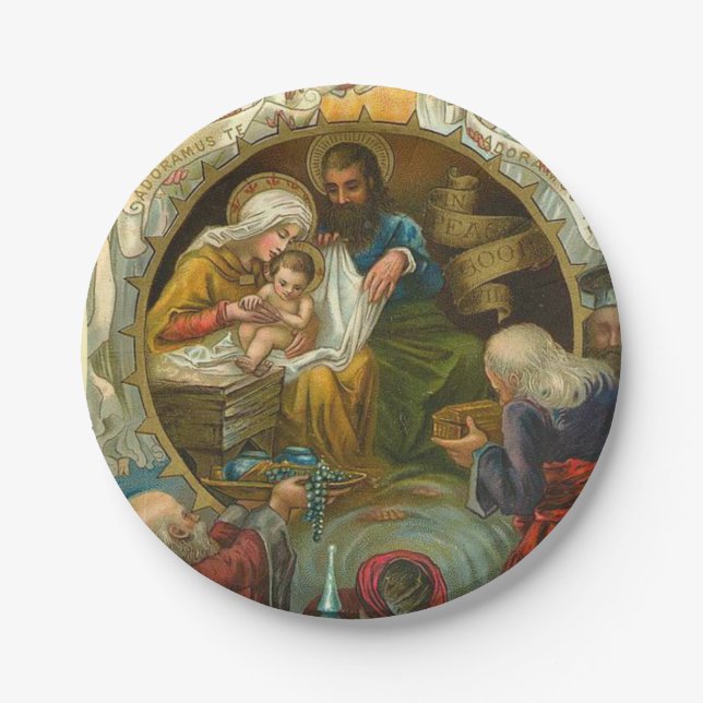 Plato De Papel Epifanía religiosa Jesús María José Navidades   (Anverso)