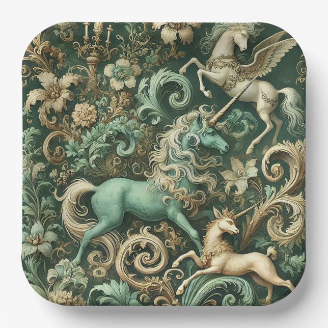 Plato De Papel Equinoccio Celestial – Unicornio Mítico (Anverso)