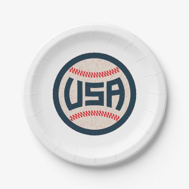 Plato De Papel Equipo de Béisbol de EE. UU. (Anverso)