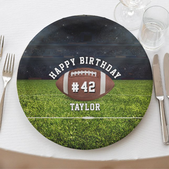 Plato De Papel Equipo de fútbol número deporte feliz cumpleaños (Football Field Team Number Sports Happy Birthday Paper Plates
)
