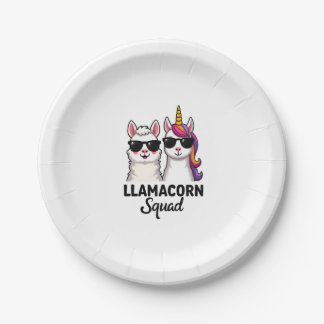 Plato De Papel Equipo de Llamacorn divertido unicornio Llama Squa