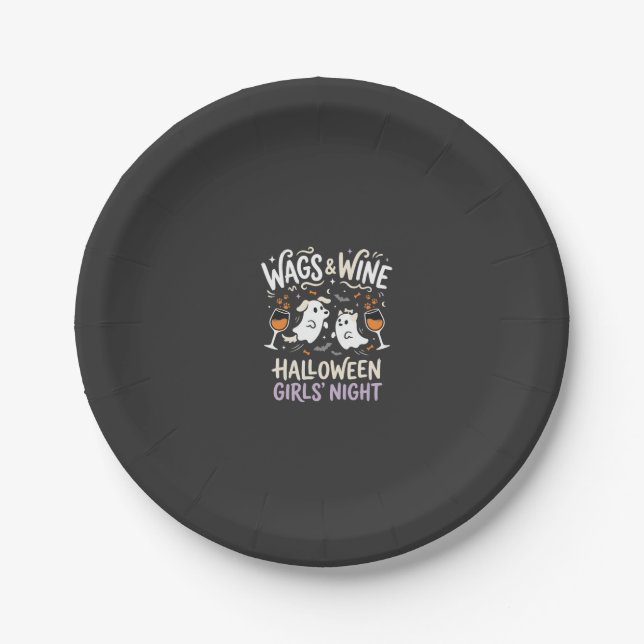 Plato De Papel Equipo de Perros de Halloween Boo (Anverso)