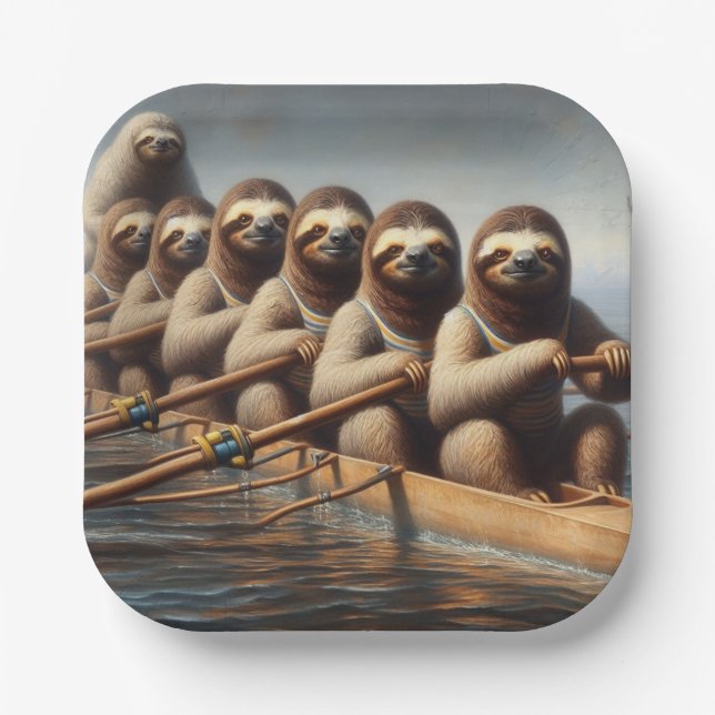 Plato De Papel Equipo de remo de Sloth (Anverso)