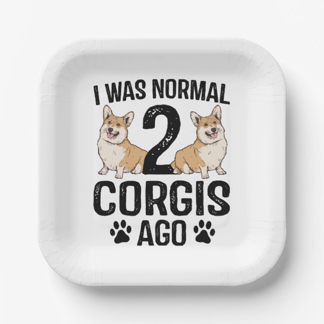Plato De Papel Era normal hace 2 Corgis Perro (Anverso)