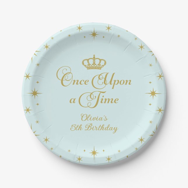 Plato De Papel Érase Una Vez Cumpleaños Princesa Dorada (Anverso)
