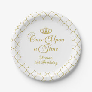 Plato De Papel Érase Una Vez Cumpleaños Princesa Dorada