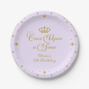 Plato De Papel Érase Una Vez Cumpleaños Princesa Dorada
