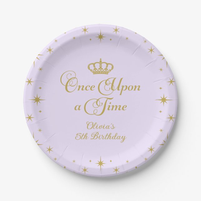 Plato De Papel Érase Una Vez Cumpleaños Princesa Dorada (Anverso)