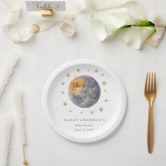 Plato De Papel Eres amado por el Baby Shower de To the Moon Stars