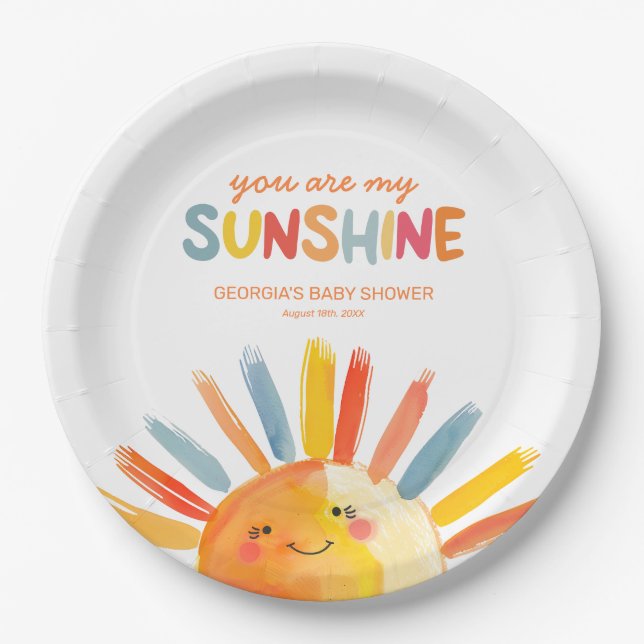 Plato De Papel Eres Mi Baby Shower Sunshine (Anverso)