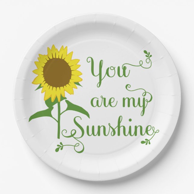 Plato De Papel Eres Mi Sunshine Amarillo Floral Sunflower (Anverso)