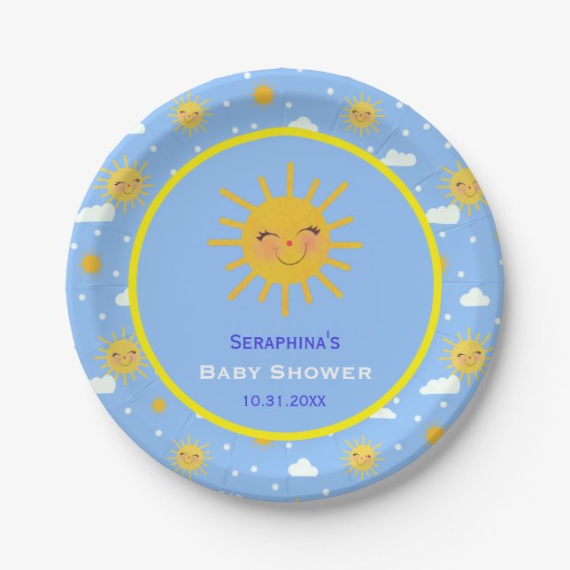 Plato De Papel Eres Mi Sunshine Sonriente Baby Shower (Anverso)