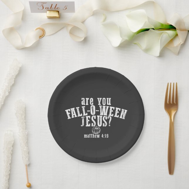 Plato De Papel ¿Eres Otoño Jesús Cristiano Halloween (Boda)