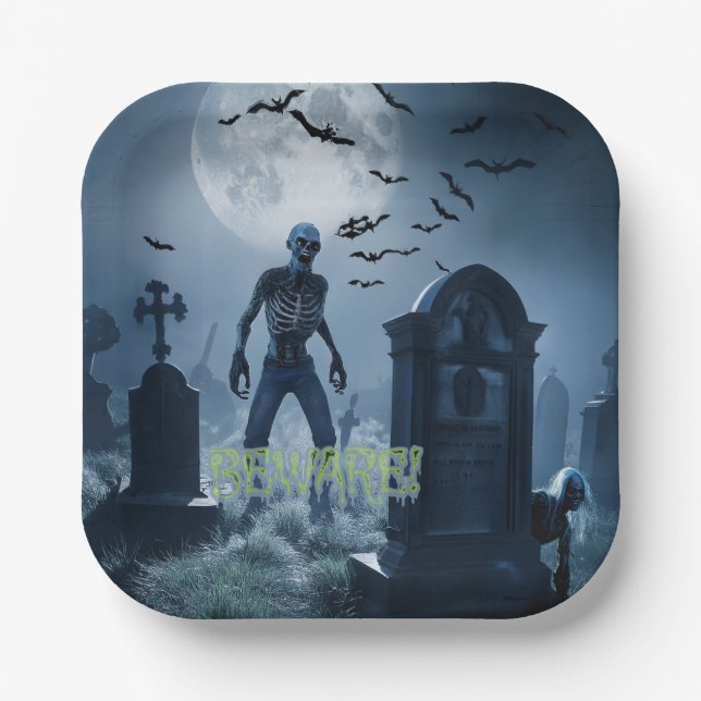 Plato De Papel Erie Halloween (Anverso)