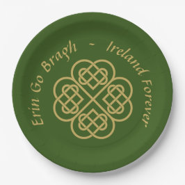 Plato De Papel Erin Go Bragh Gold Celtic Shamrock