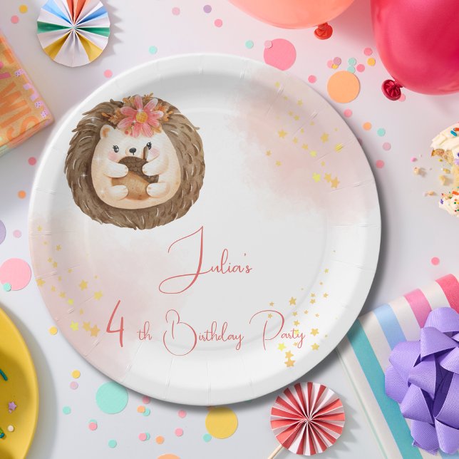 Plato De Papel Erizo acuarela Cumpleaños infantil (Subido por el creador)