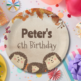 Plato De Papel Erizo de cumpleaños en acuarela